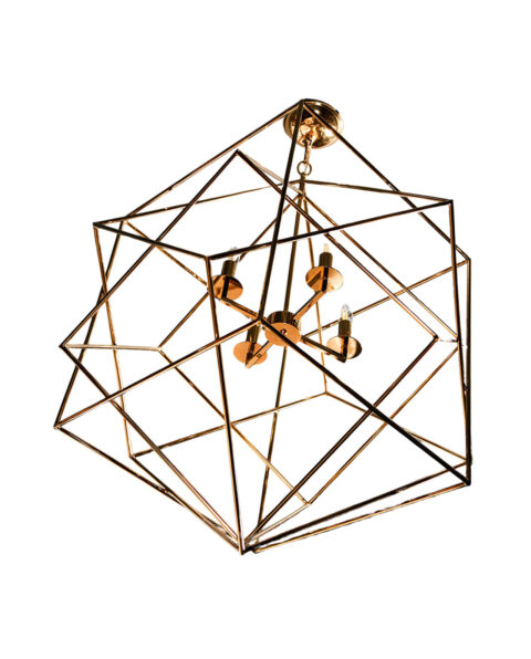 4-Light Gold Geometric Chandelier Pendant