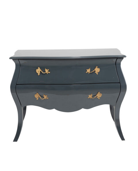 French-Inspired Dark Grey Chest of drawers with Gold Handles
