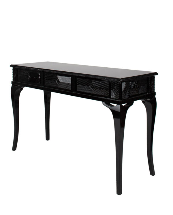 Elegant Glossy Black Console Table with Drawers