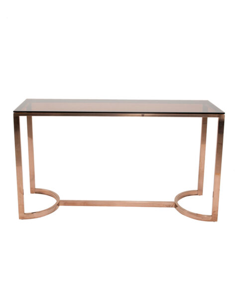 Chic Rose Gold Console Table with Elegant Glass Top