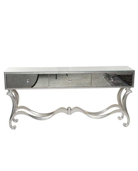 Glamorous Silver Dressing Table with Drawers