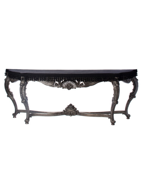 LOUIS STYLE HAND CARVED METALLIC LARGE CONSOLE TABLE