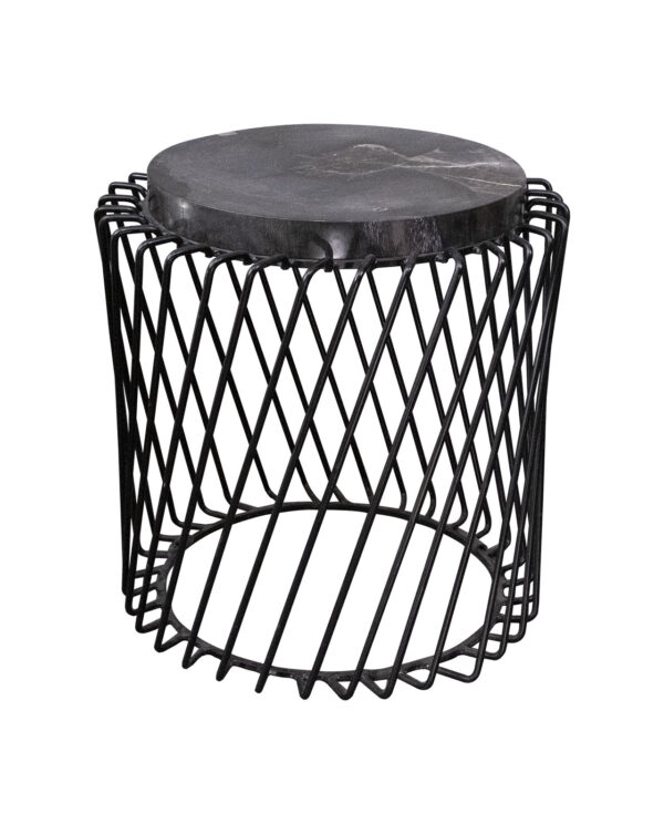 Modern Cage Style black metal side table
