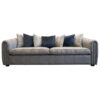 Elegant Grey Luxury Linen Sofa with Refined Blue Cushions