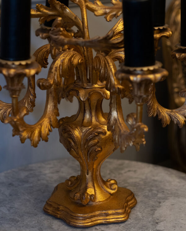 Vintage-inspired 10-Arm Gold Classic Wooden Candelabra