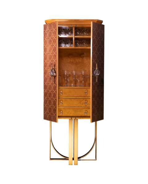 Exquisite Marquetry Drinks Cabinet On Stand