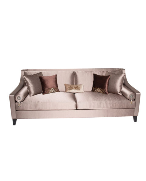 Modern 3 Seater Sofa in Shiny Upholstery Sandstone