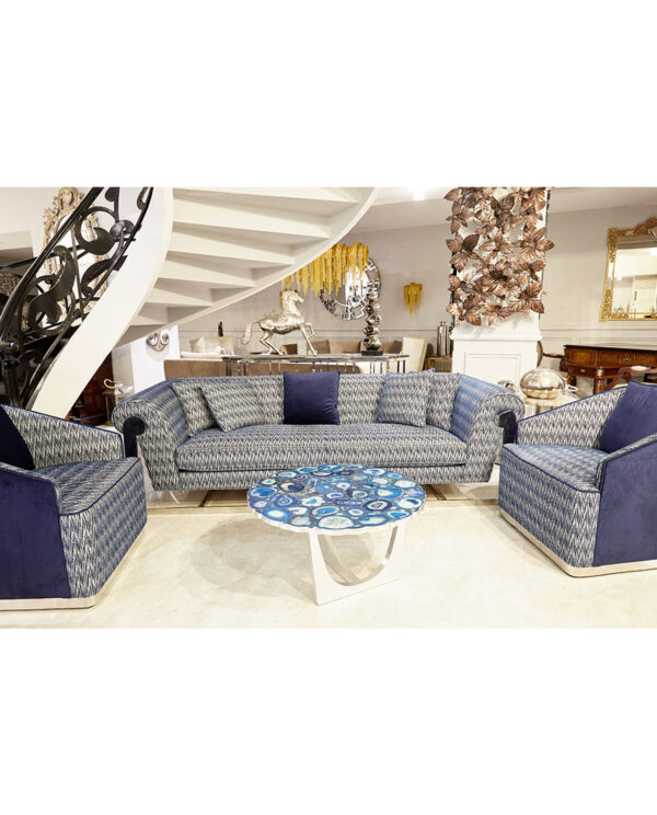 Modern 3 Seater Sofa with Geometric Upholstery