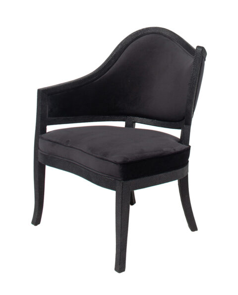 Black Velvet Chair With Asymmetric Backrest
