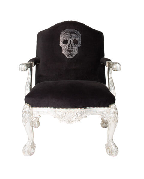 Black Armchair with Skull Design