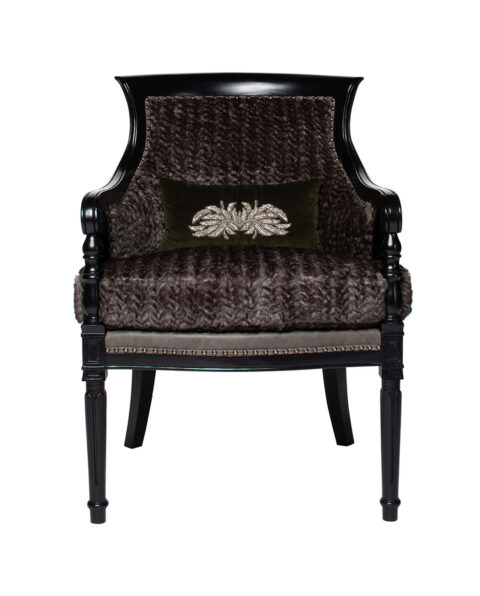 CLASSIC PLUSH UPHOLSTERED BLACK ACCENT ARMCHAIR