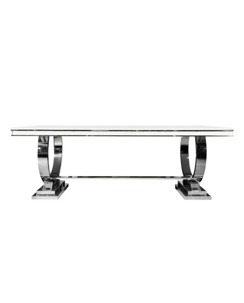 Modern Dining Table in glossy lacquer with chrome legs.