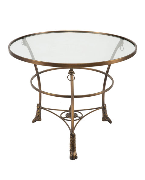 Neoclassical Brass Round Glass Table