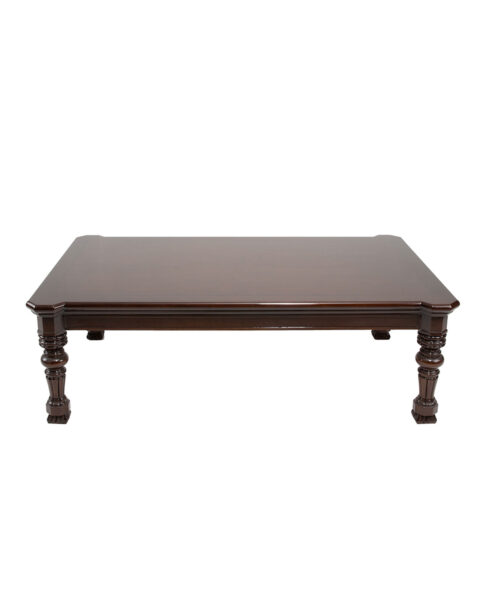 Victorian Style Coffee Table with Glossy Brown Finish
