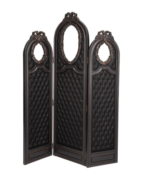 Dressing Screen Room Divider with Quilted Leather Interior