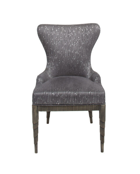 Louis Wingback Grey Upholstered Dining Chair