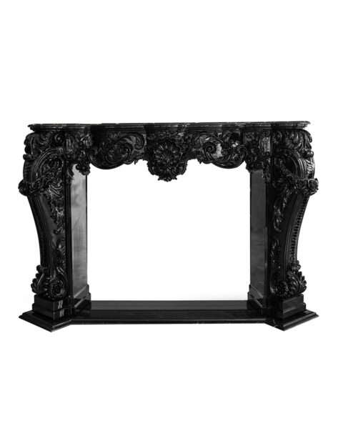 Louis XV Style Black Wooden Fireplace Surround