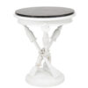 Round Black Marble Top White Side Table