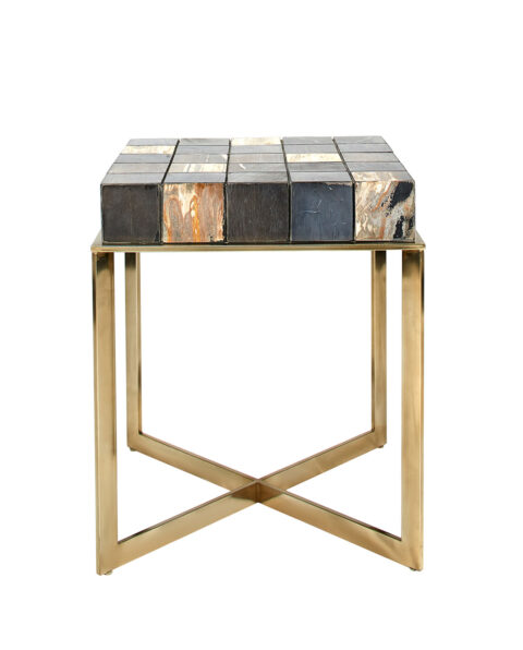 Relic Side Table with Shiny Gold Finish
