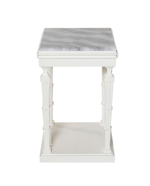 Modern White Side Table with Marble Top