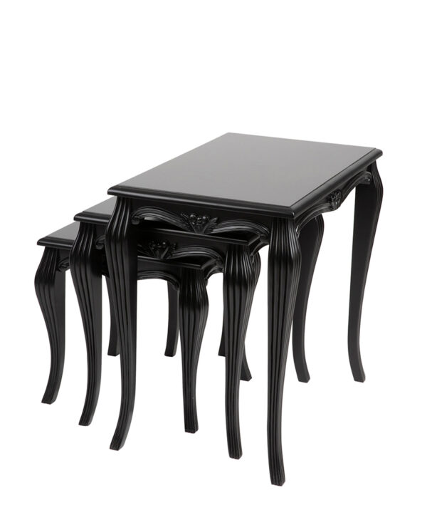Exquisite Set of 3 Black Nesting Tables