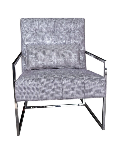 Elegant Grey Accent Chair With Silver Stainless Steel Frame