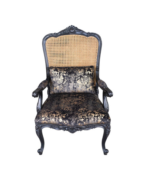 Classic French style Black and Gold Rattan Armchair
