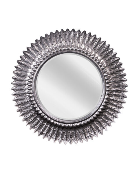 Contemporary Silver Leaf Round Mirror