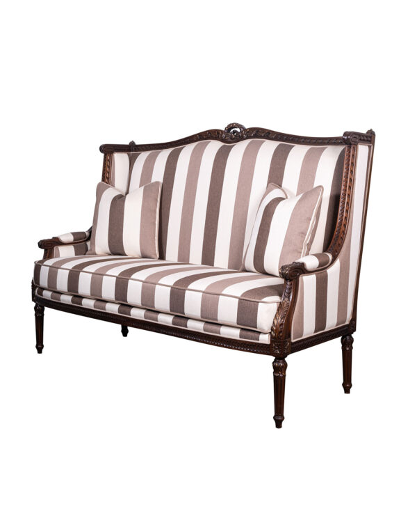 Classic Louis XVI Style Striped Sofa Brown and Beige