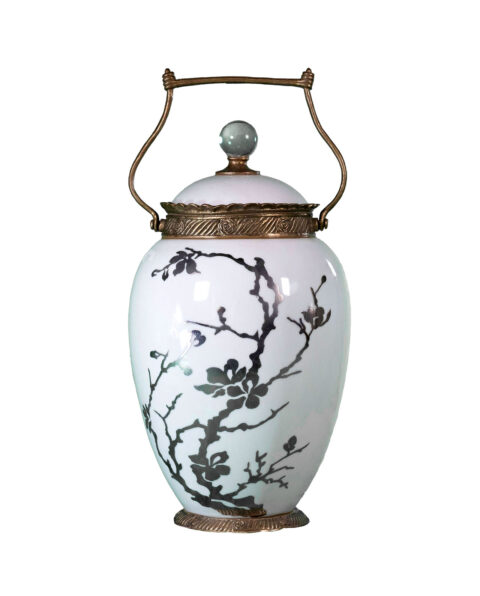 Elegant Oriental Ceramic Jar with Artistic Floral Design