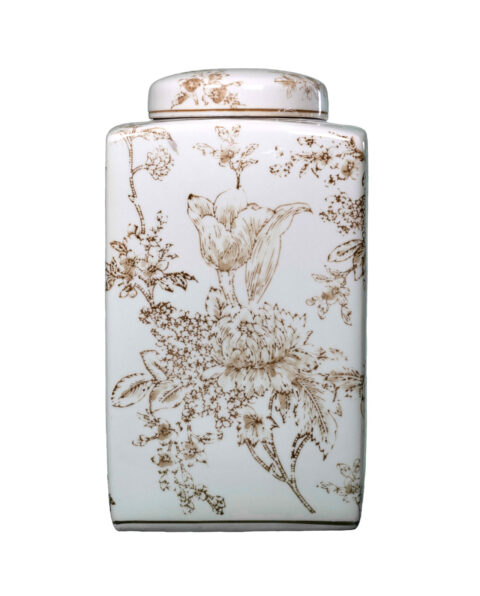 Cream & Taupe Porcelain Vase/Jar