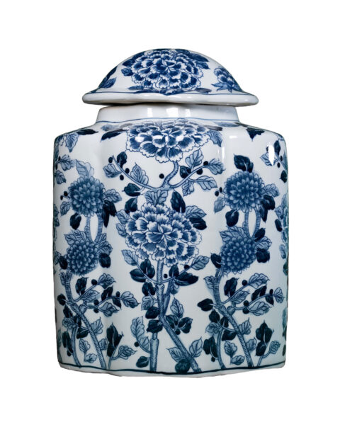 Blue and White Hand-painted Decorative Jar With Lid
