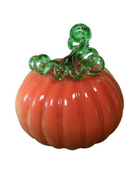 Charming Hand-Blown Glass Pumpkin Décor with Green Swirl