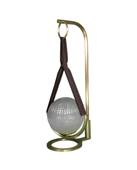 Glass Ball Table Lamp with brushed brass metal body