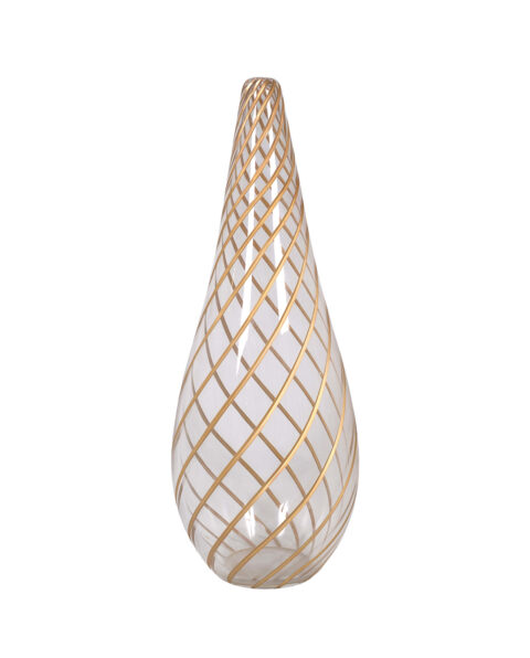 Decorative Tall Glass vase with Gold Wire Pattern