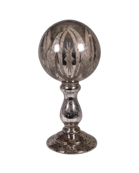 Antique Mercury Glass Gazing Ball Finial Object