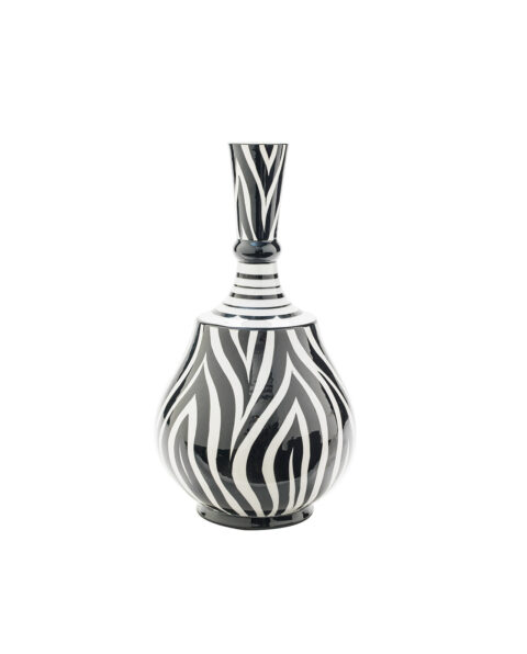 Elegant Ceramic Black and White Striped Vase - Harmony Series