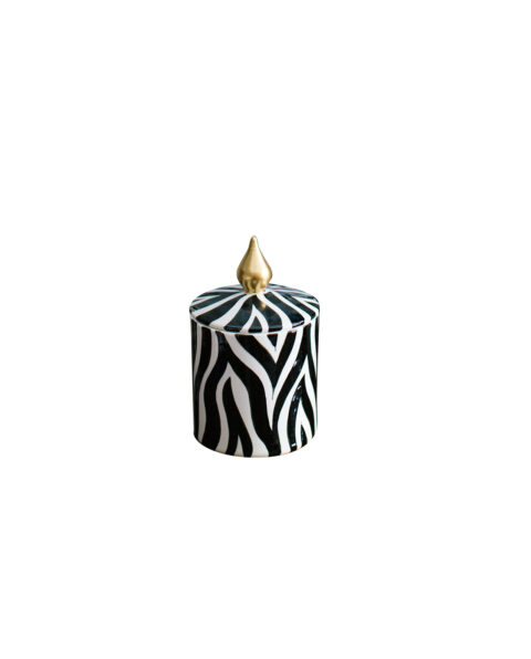 Harmony Ceramic Zebra Pattern Black and White Ginger Jar