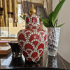 Ruby Red Patterned Large Decorative Ceramic Jar