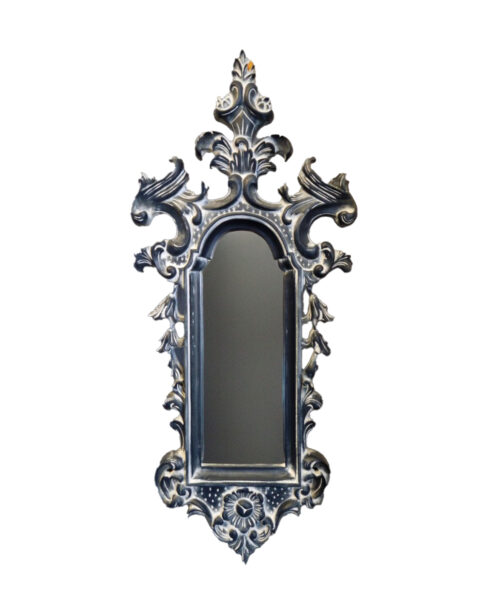 Antique-Style Distressed Grey Ornate Wall Mirror