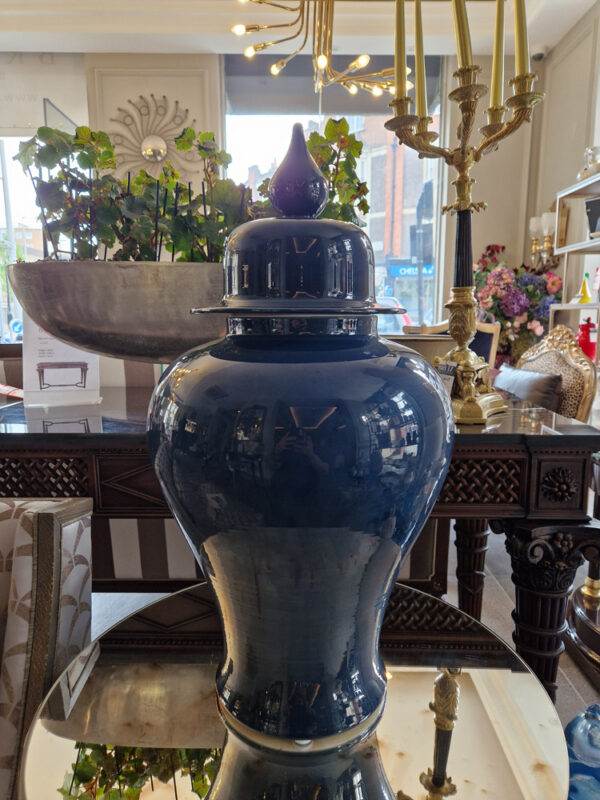 Elegant Large Navy Blue Ceramic Jar