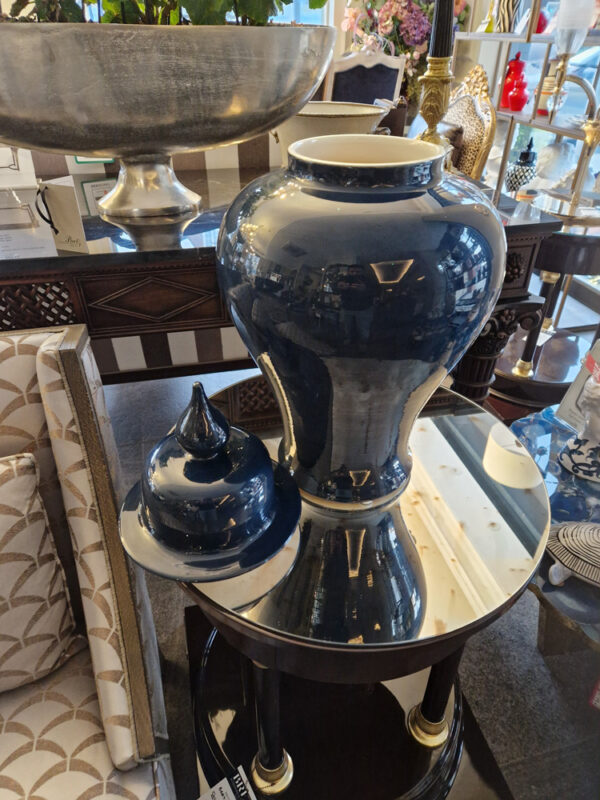 Elegant Large Navy Blue Ceramic Jar