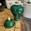Emerald Green Ginger Jar with Golden Finial